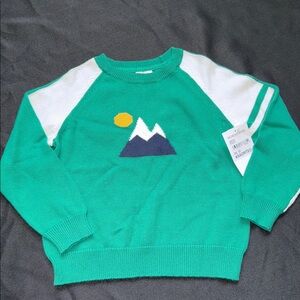 Janie and Jack kids boys Green Mountain Graphic Sweater size 3 years NWT